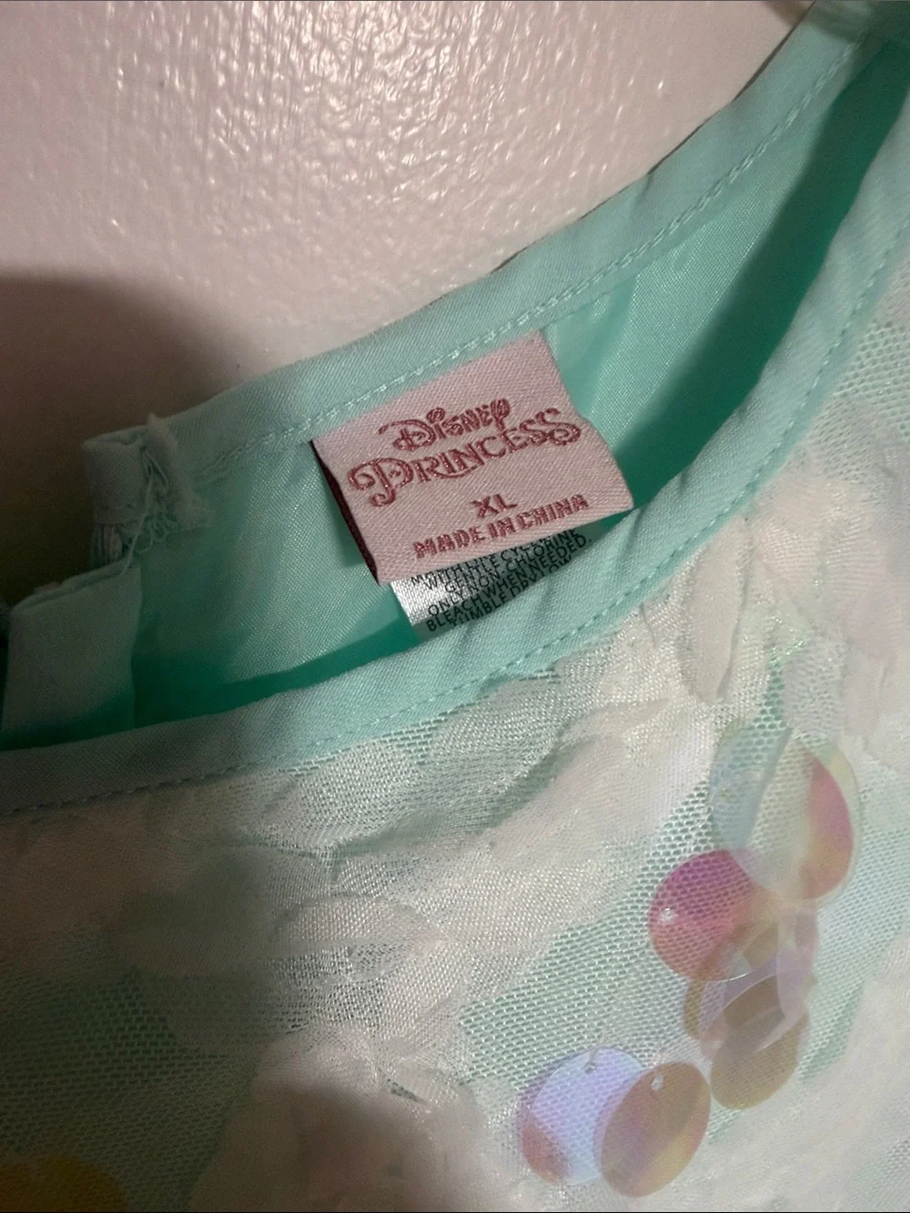 NWT- Disney new Girls' Light Aqua Sequin Bodice Party Dress Aqua color.